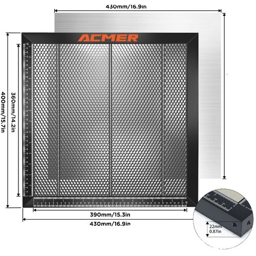 ACMER Laser miza s satjem, celotna kovinska struktura, hitro odvajanje toplote, 430X400mm, (5000236942) Slike