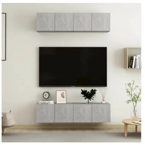  TV omarice 4 kosi betonsko sive 60x30x30 cm iverna plošča