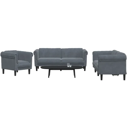 vidaXL 3-dijelni set sofa tamnosivi baršunasti