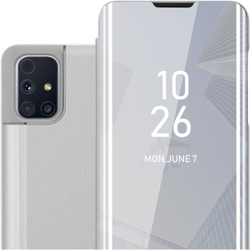 Cadorabo Ohišje, združljiv s Samsungom v Agate Silver - Clear View Zrcalo Zaščitni pokrov s funkcijo stojala 360 stopinj zaščita, (20570928) Cene