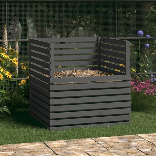 vidaXL Kompostnik siva 100x100x102 cm trdna borovina Cene