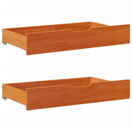 vidaXL Predal za posteljo 2 kosa rjava 90x55x16 cm trdna borovina Cene