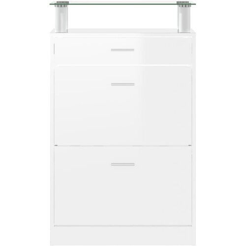 za cipele sjajni bijeli 63x24x104 cm konstruirano drvo Slike