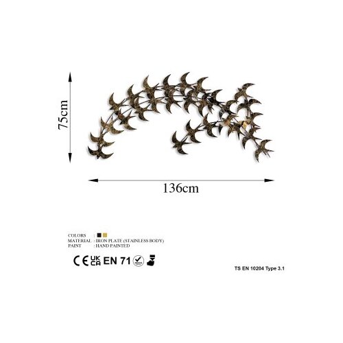 Wallxpert Zidna dekoracija Kirlangic, 75 x 136 cm, zlatne boje Slike