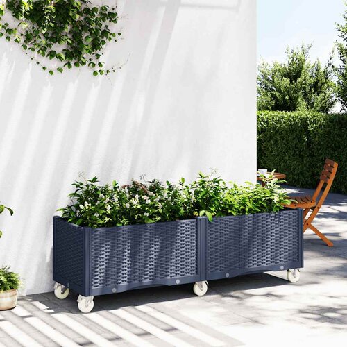 VidaXL cvetlično korito s kolesi modro sivo 160x50x54 cm pp Slike