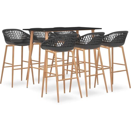  7-dijelni barski set crno-sivi - Crna i siva 6 Cijene