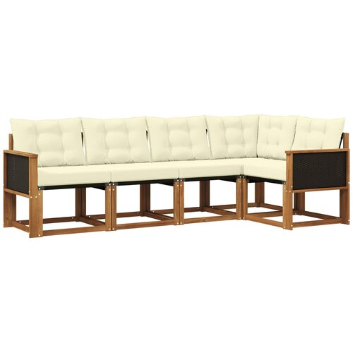 vidaXL Zunanja garnitura za sedenje z blazino 5 pcs Naravna in smetana, (5000273467) Cene