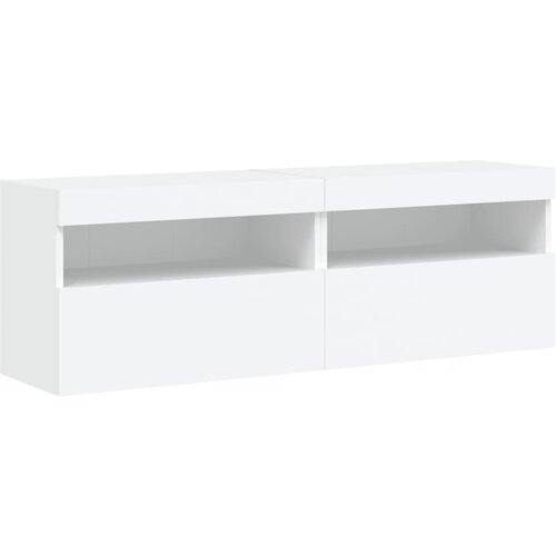 Zidni TV ormarići s LED svjetlima 2 kom bijeli 60x30x40 cm Slike