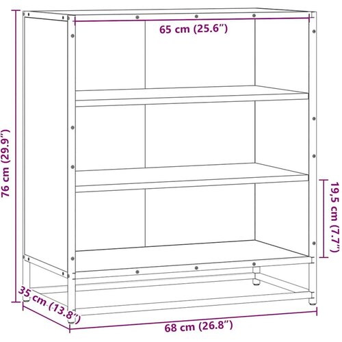 VidaXL Komoda boja hrasta 68x35x76 cm konstruirano drvo i metal Slike