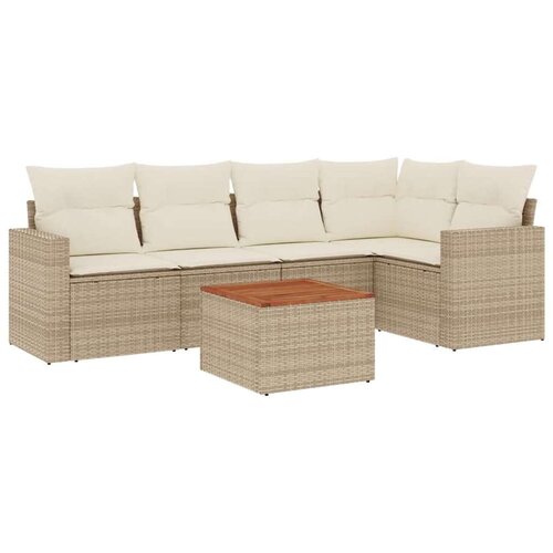 vidaXL 6-dijelni set vrtnih sofa s jastucima bež od poliratana Cijene