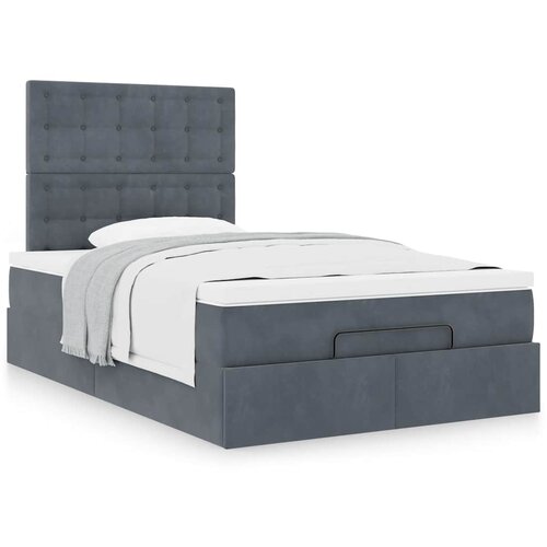 VidaXL Otomanski posteljni okvir z vzmetnicami siv 120x190cm žamet Slike