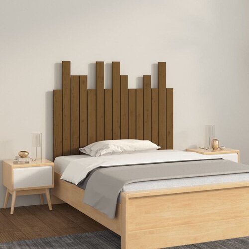  Uzglavlje za krevet boja meda 95,5x3x80 cm masivna borovina Slike