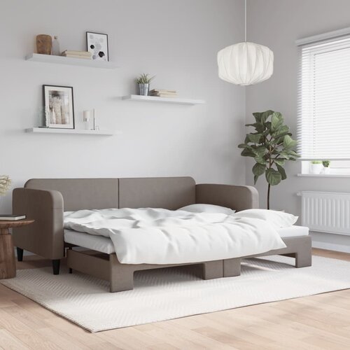 VidaXL Izvlečna dnevna postelja taupe 90x200 cm blago Slike