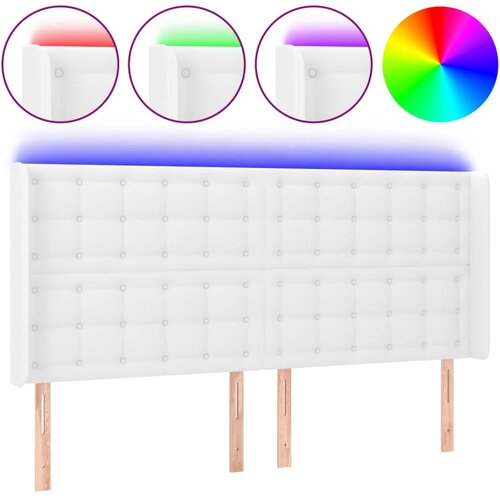 VidaXL LED posteljno vzglavje belo 203x16x118/128 cm umetno usnje, (20792598) Slike