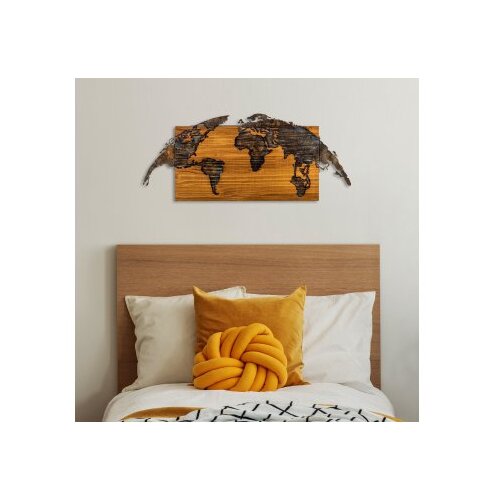 Wallity Zidna dekoracija Mapa svijeta-1, 83cmx38cmx3cm, Hrast Slike