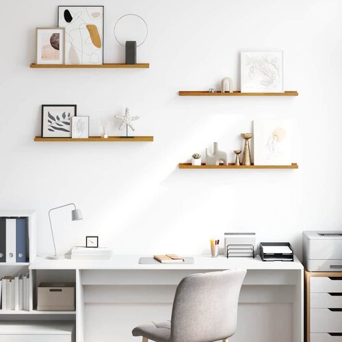  Polica na zidu Zidne 4 pcs Bež 80 x 9 x 3 cm Konstruirano drvo Slike
