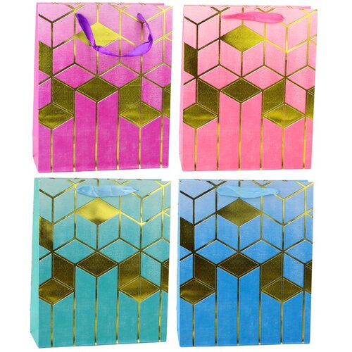  Elegantna Papirnata Poklon Vrećica s Geometrijskim Zlatnim Uzorkom 32 x 26 x 12 cm Cijene