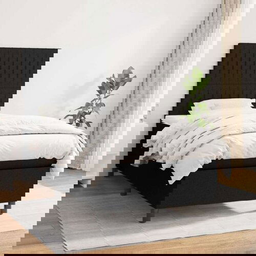  Box spring postelja z vzmetnico črna 90x200 cm blago, (20792163) Slike