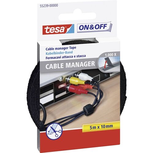 Tesa Sprijemalni trak On &amp;amp; Off Cabel Manager (črn, &amp;scaron;irina: 10 mm, dolžina: 5 m) Slike