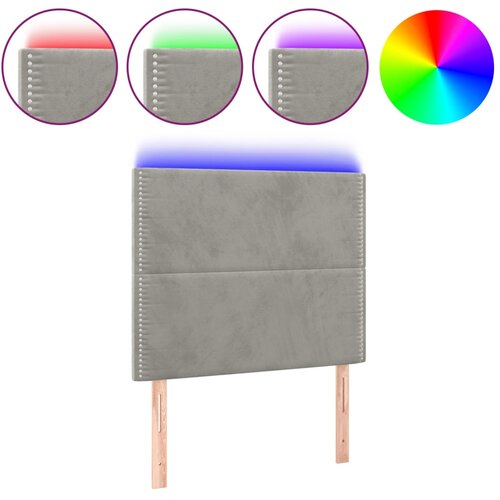 Maison Chic led posteljno vzglavje - vzglavna omarica - nočna omarica svetlo sivo 100x5x118/128 cm žamet, (21712702) Slike