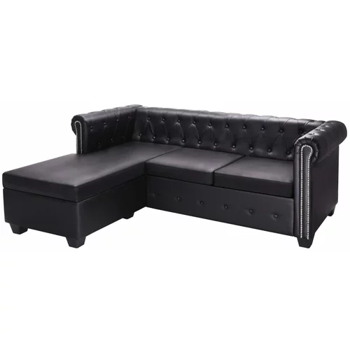 vidaXL Chesterfield sofa od umjetne kože u obliku L crna
