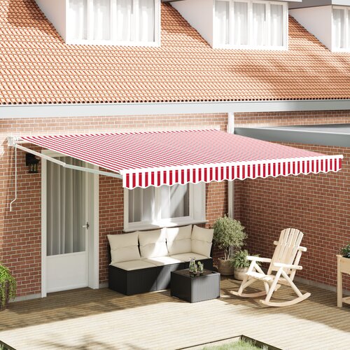 VidaXL automatska uvlačiva tenda crvena i bijela pruga 400x300 cm Slike