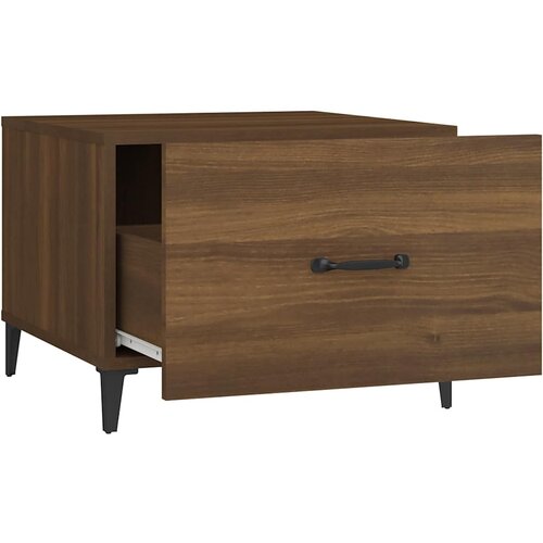  Stolići za kavu s metalnim nogama 2 kom boja hrasta 50x50x40 cm Smeđa Slike
