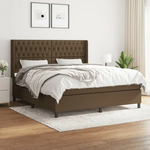  Box spring postelja z vzmetnico temno rjava 180x200 cm blago, (20896402)