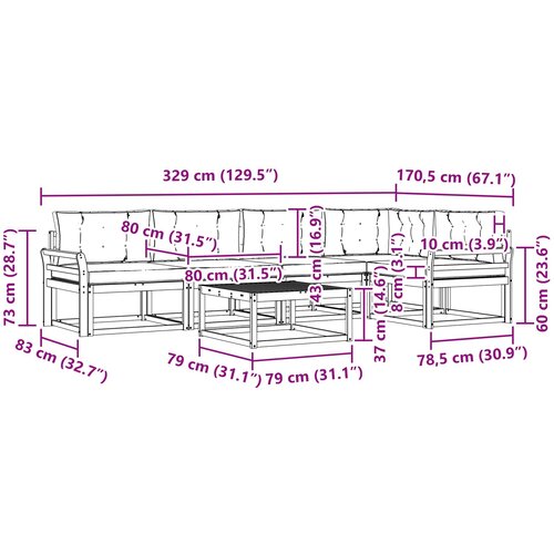  Set vanjskih sofa 6 kom. Bijela i antracit Poliester Slike