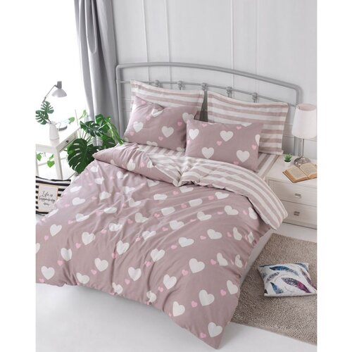 Herz - dusty rose dusty rosewhite double quilt cover set (eu) (it) Cene