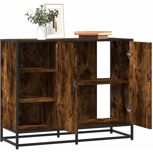 vidaXL Komoda dimljeni hrast 92x35x76 cm konstruirano drvo Cijene