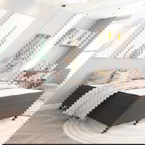 VidaXL Krevet od tkanine s oprugama tamnosivi 120 x 200 cm Slike