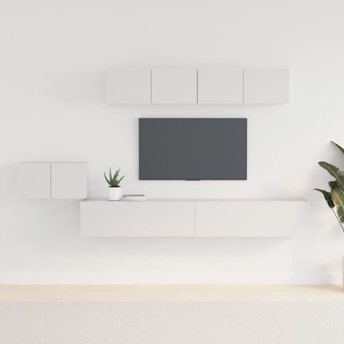 VidaXL 5-dijelni set tv ormarića bijeli od konstruiranog drva Slike