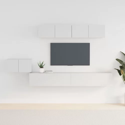 vidaXL 5-dijelni set tv ormarića bijeli od konstruiranog drva