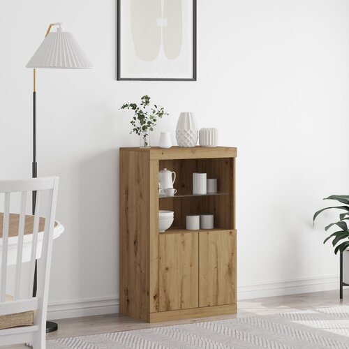 vidaXL Stranska omara Artisan hrast Iverna plošča Srednja Cene