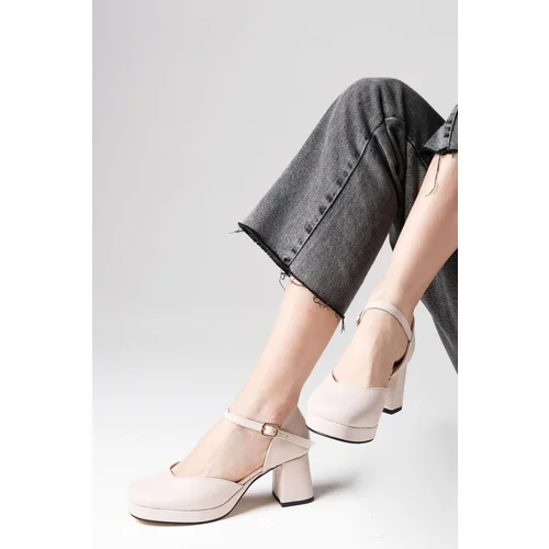 Mio Gusto Franka Beige Color Platform Women's Heeled Shoes