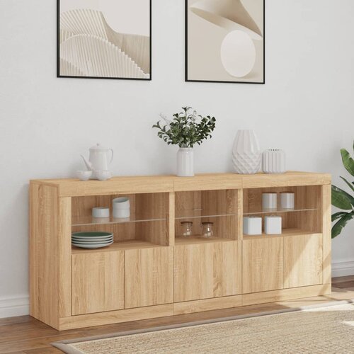  Komoda s LED svjetlima boja hrasta sonome 162 x 37 x 67 cm Slike