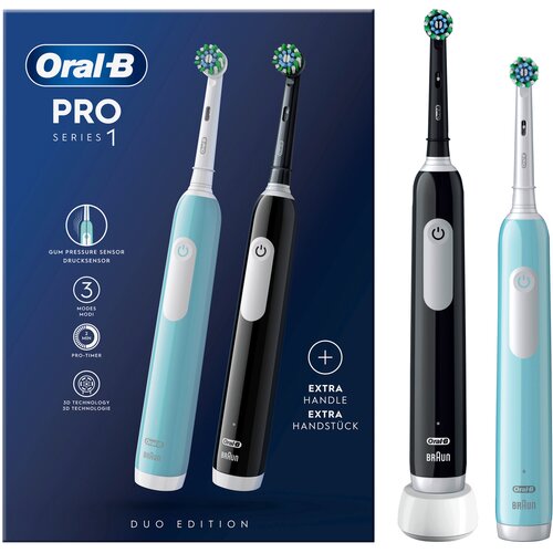 Oral-b Pro 1 Black/Caribbean Blue zobna Elektricna šcetka z 2. rocajem. Cene