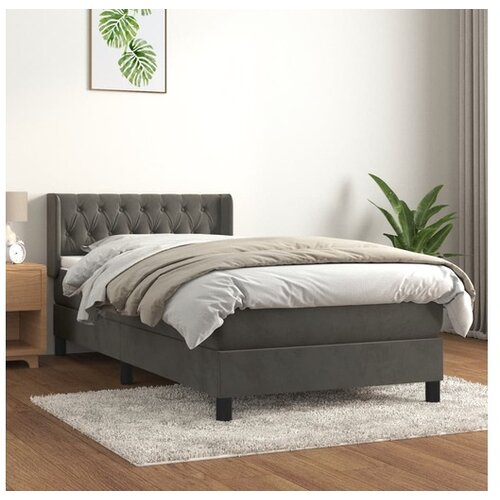  Box spring postelja z vzmetnico temno siv 90x190 cm žamet Cene