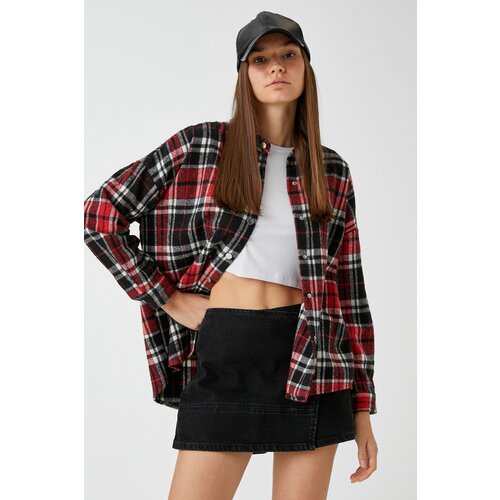 Koton Women&amp;#039;s Red Plaid Shirt Slike