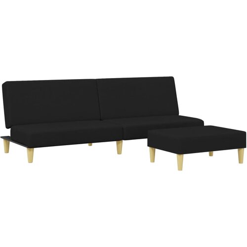 Maison Chic kavč - Sofa - Kanape dvosed z ležiščem in stolčkom za noge črno blago, (21727758) Cene
