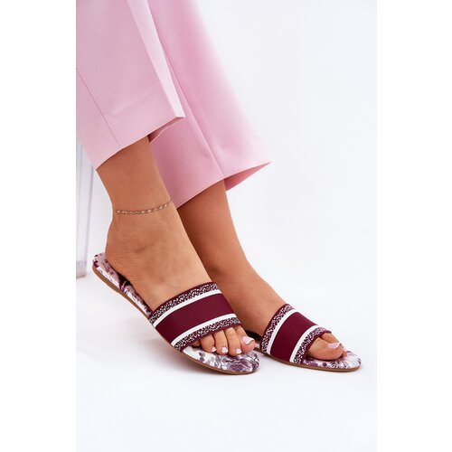Boto Patterned Flat Sandals Women Bordeaux Leysi Cene