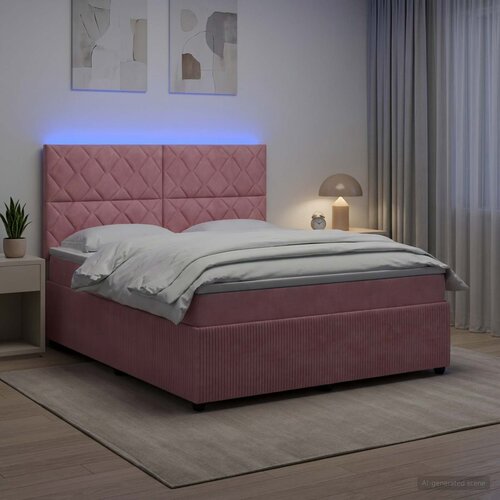  LED okvir za krevet s madracem Ružičasta 140 x 200 cm Bar&amp;scaron;un Slike