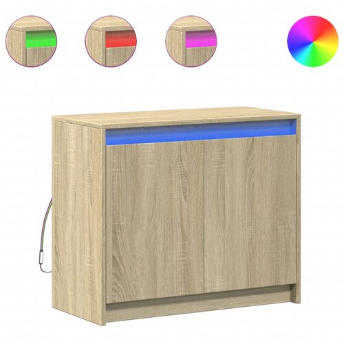Maison Chic Komoda - Predalnik z LED sonoma hrast 72x34x61 cm inženirski les, (21721644) Slike