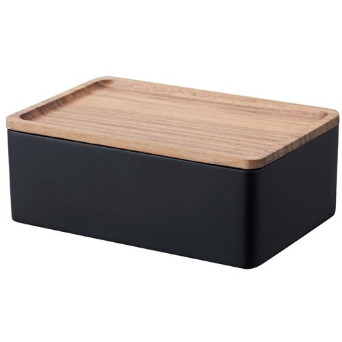 YAMAZAKI Crna kutija za pohranu s poklopcem 18.5x12.5x7 cm Rin – Cijene