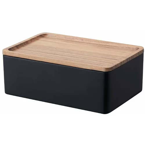 YAMAZAKI Crna kutija za pohranu s poklopcem 18.5x12.5x7 cm Rin –
