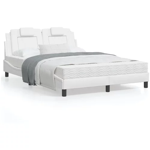 vidaXL Okvir kreveta s LED svjetlima bijeli 120 x 200 cm umjetna koža