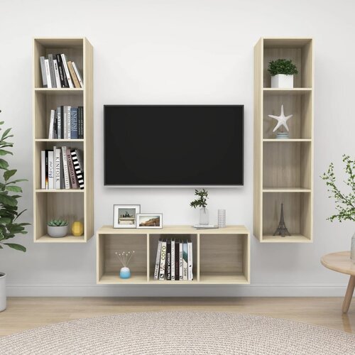 The Living Store Komplet TV omaric 3-delni sonoma hrast iverna plošča - Komplet TV Omaric, (21374252) Cene