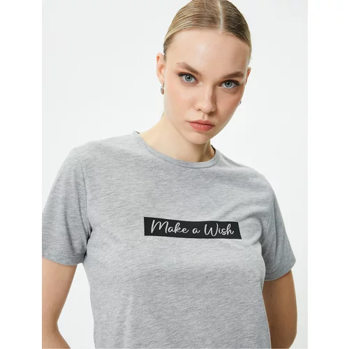 Koton Motto Printed T-Shirt Short Sleeve Crew Neck