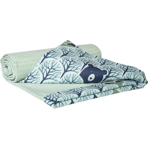 Medi Partners Blanket 75x100 cotton + cotton Waffle – Forest + mint waffle